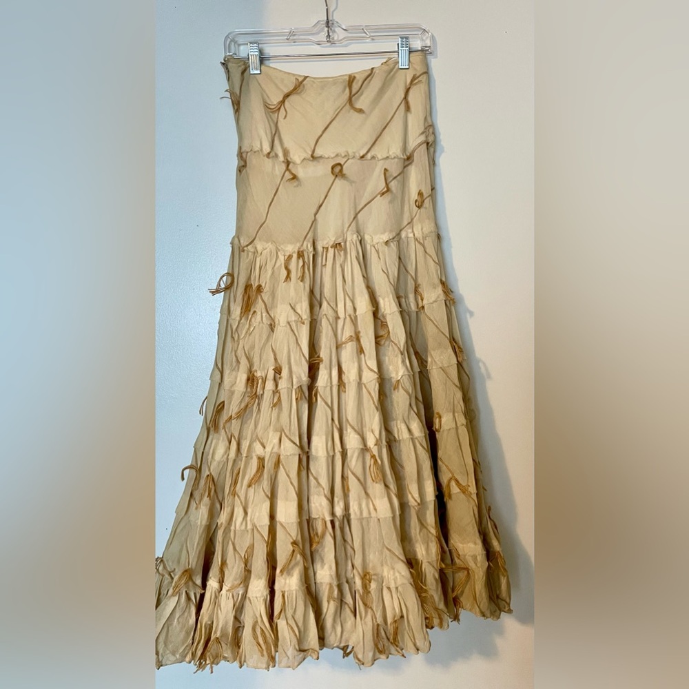 Alberto Makali Bohemian Hippie Fringe Maxi Skirt Size 6